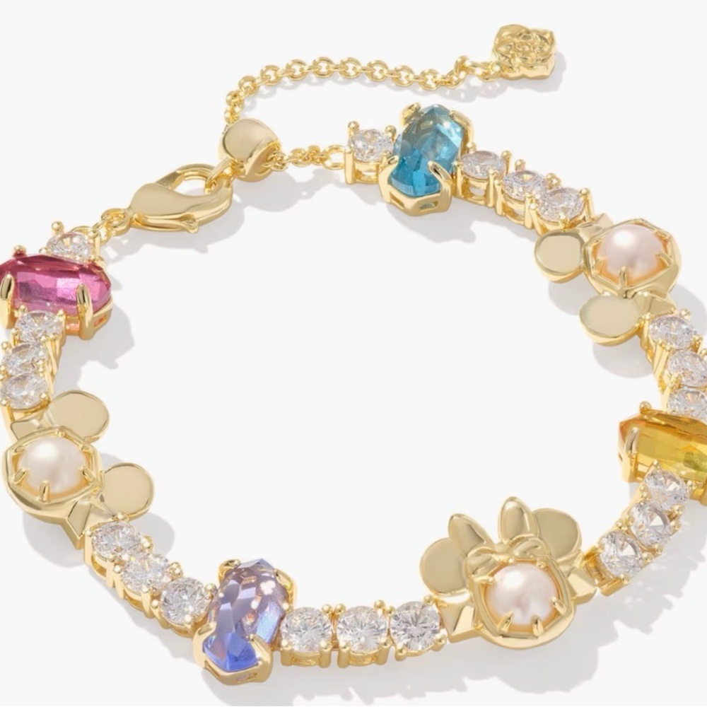 Disney | Kendra Scott Gold Mickey Mouse and Minnie Mouse Multi Color Bracelet